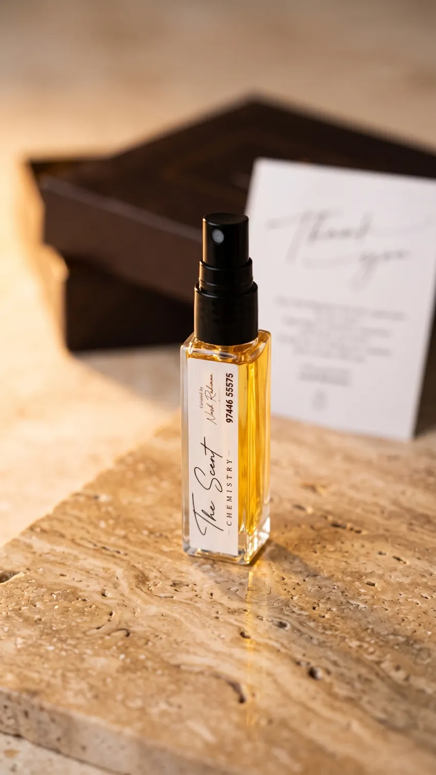 Travel fragrance in warm evening light